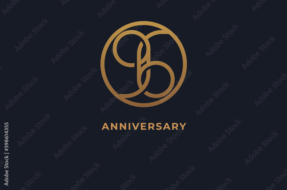Number 96 logo, gold line circle with number inside, usable for anniversary and invitation, golden number design template, vector illustration Number 96 logo, gold line circle with number inside, usable for anniversary and invitation, golden number design template, vector illustration