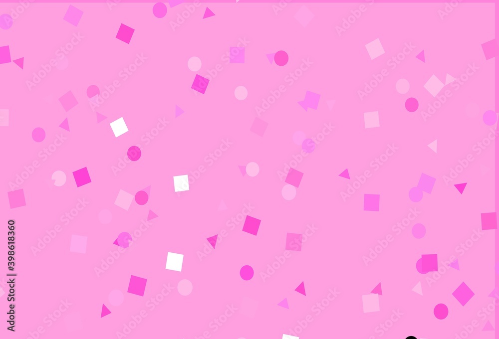 Light Pink vector backdrop with lines, circles, rhombus.