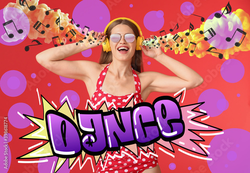 Young woman with headphones...