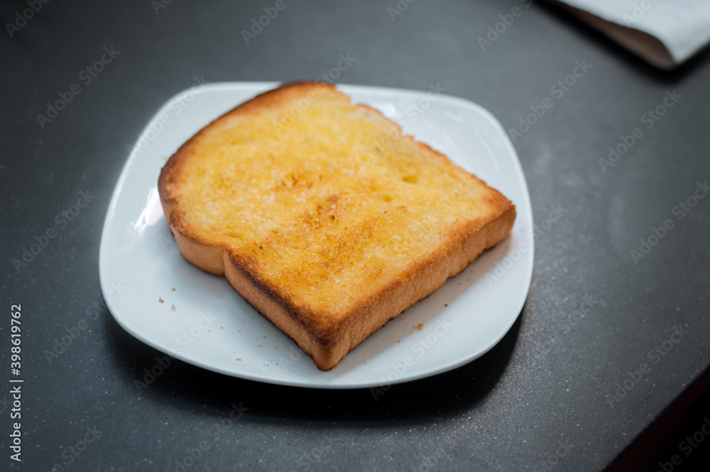 bread toast on white dish bread toast on white dish