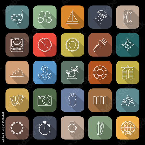 Diving line flat icons with long shadow