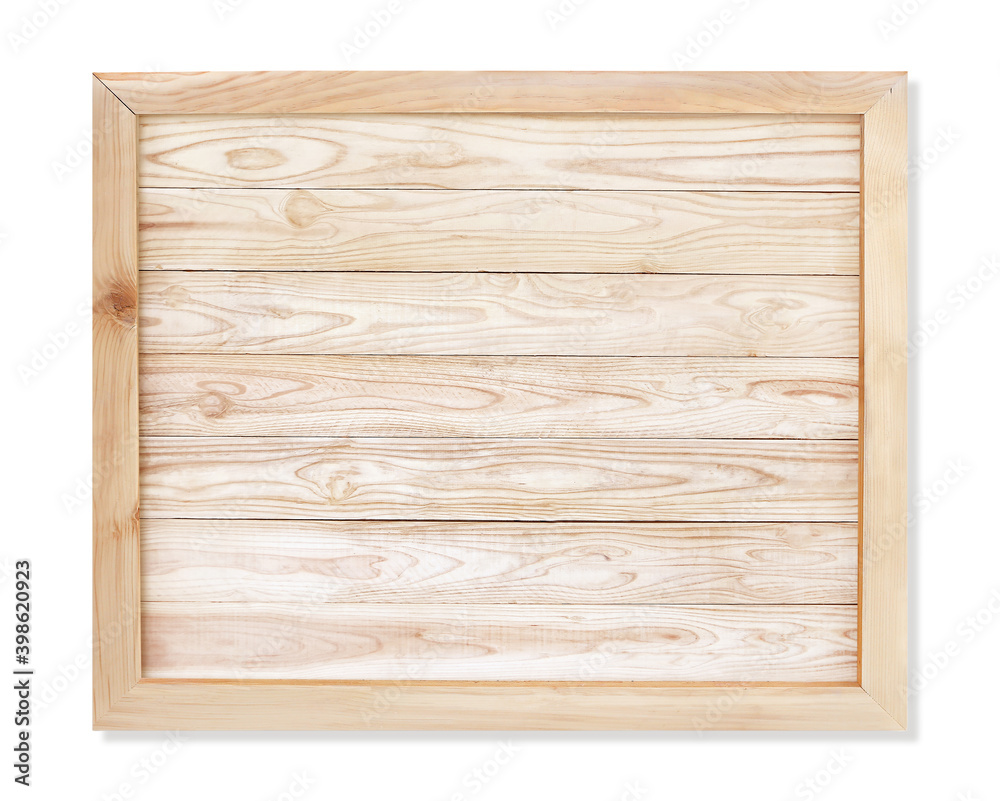 Wooden board texture, Wood frame panel isolated on white background with clipping path
