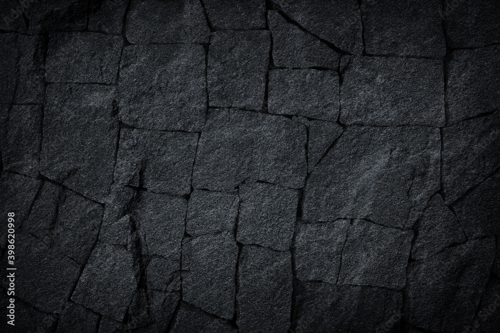 Fototapeta Black slate sotne wall or Dark stone texture abstract background