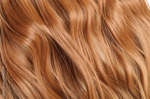 Obraz na plátně close up texture of wavy auburn brown synthetic  hair extensions