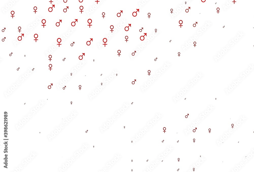 Light red vector texture with male, female icons.