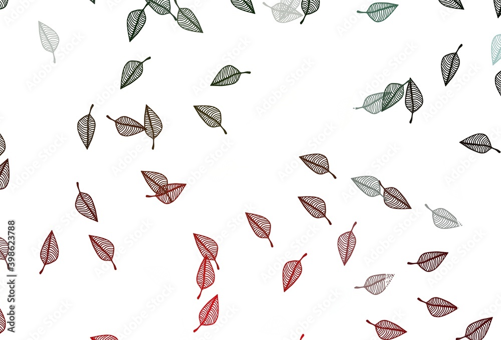 Fototapeta premium Light Green, Red vector hand painted pattern.