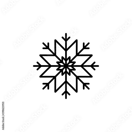 Snowflake vector icon. Christmas ornament. Cute linear snowflake isolated on white background. Minimalist snowflake icon