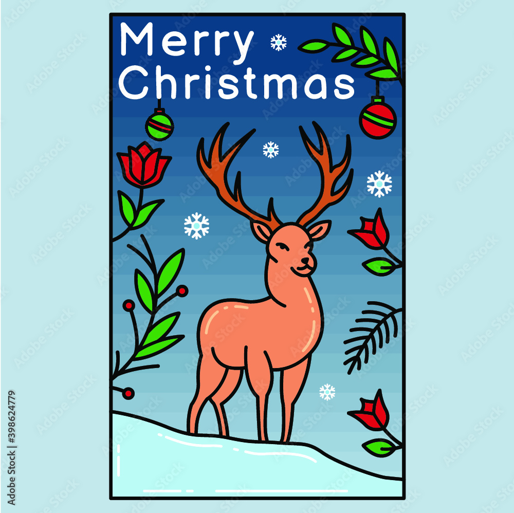 christmas greeting card with deer