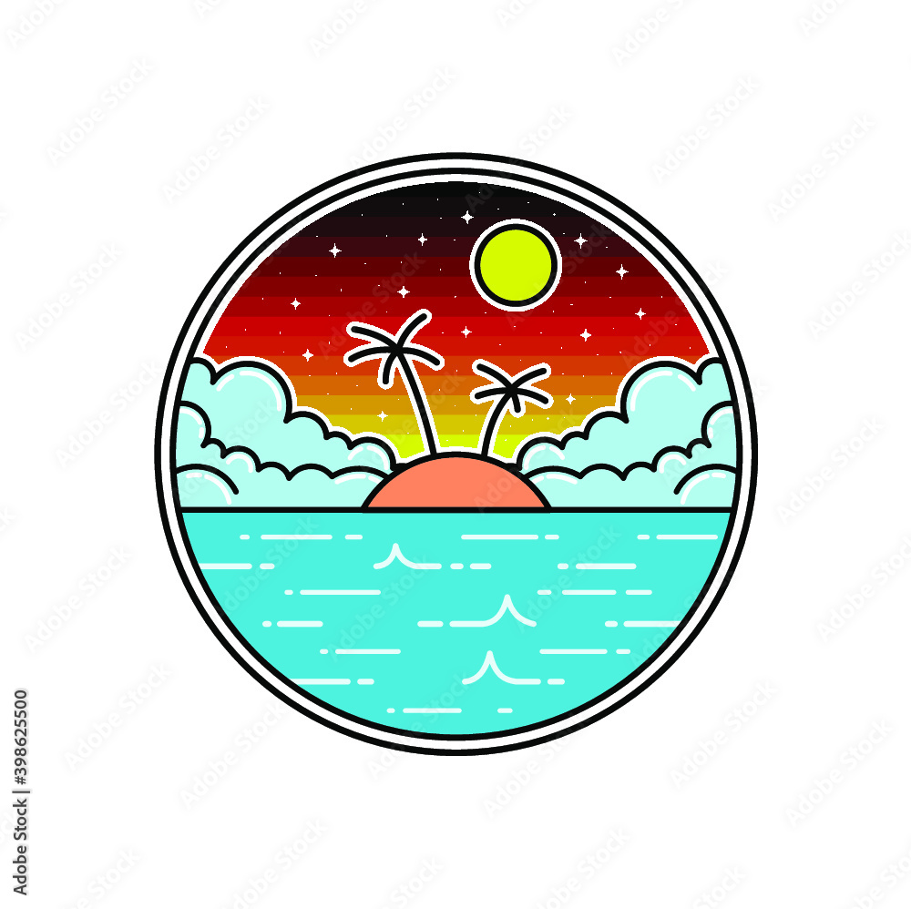 Fototapeta premium Land In Thr Sea Monoline Design