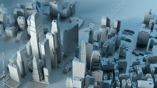3D illustration of futuristic modern city model.