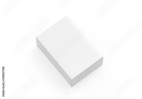 White blank cardboard package box mockup template on isolated white background, ready for design presentation, 3d illustration