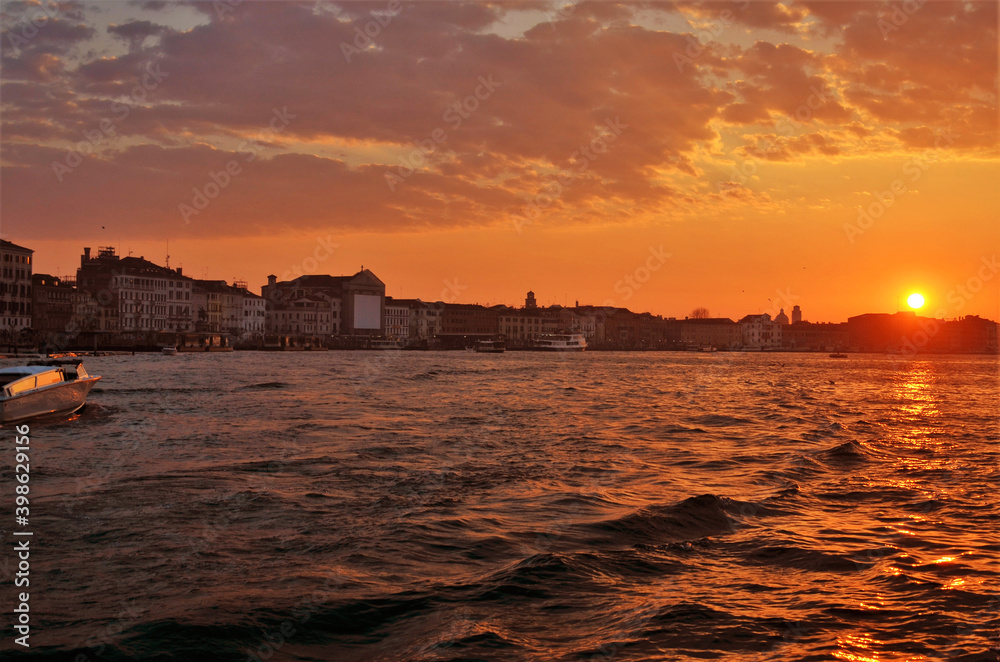 sunset over the Grand Canal Venice Italy