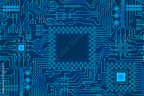 Blue gradient Micro electronics Circuits board background