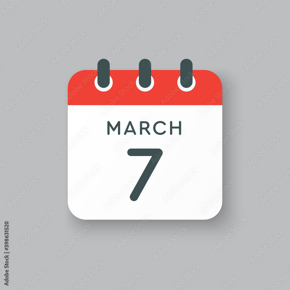 Icon day date 7 March, template calendar page Icon day date 7 March, template calendar page