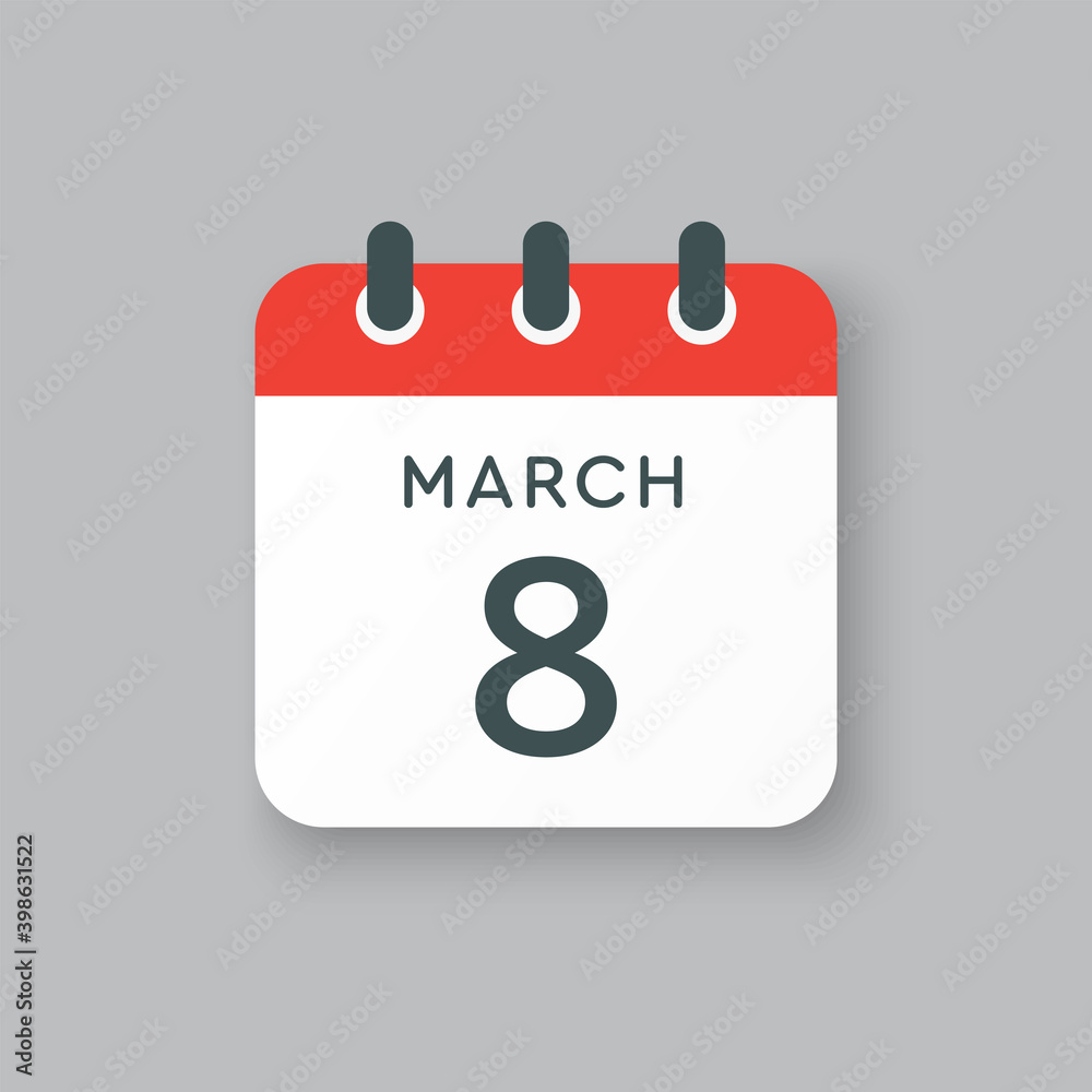 Icon day date 8 March, template calendar page Icon day date 8 March, template calendar page