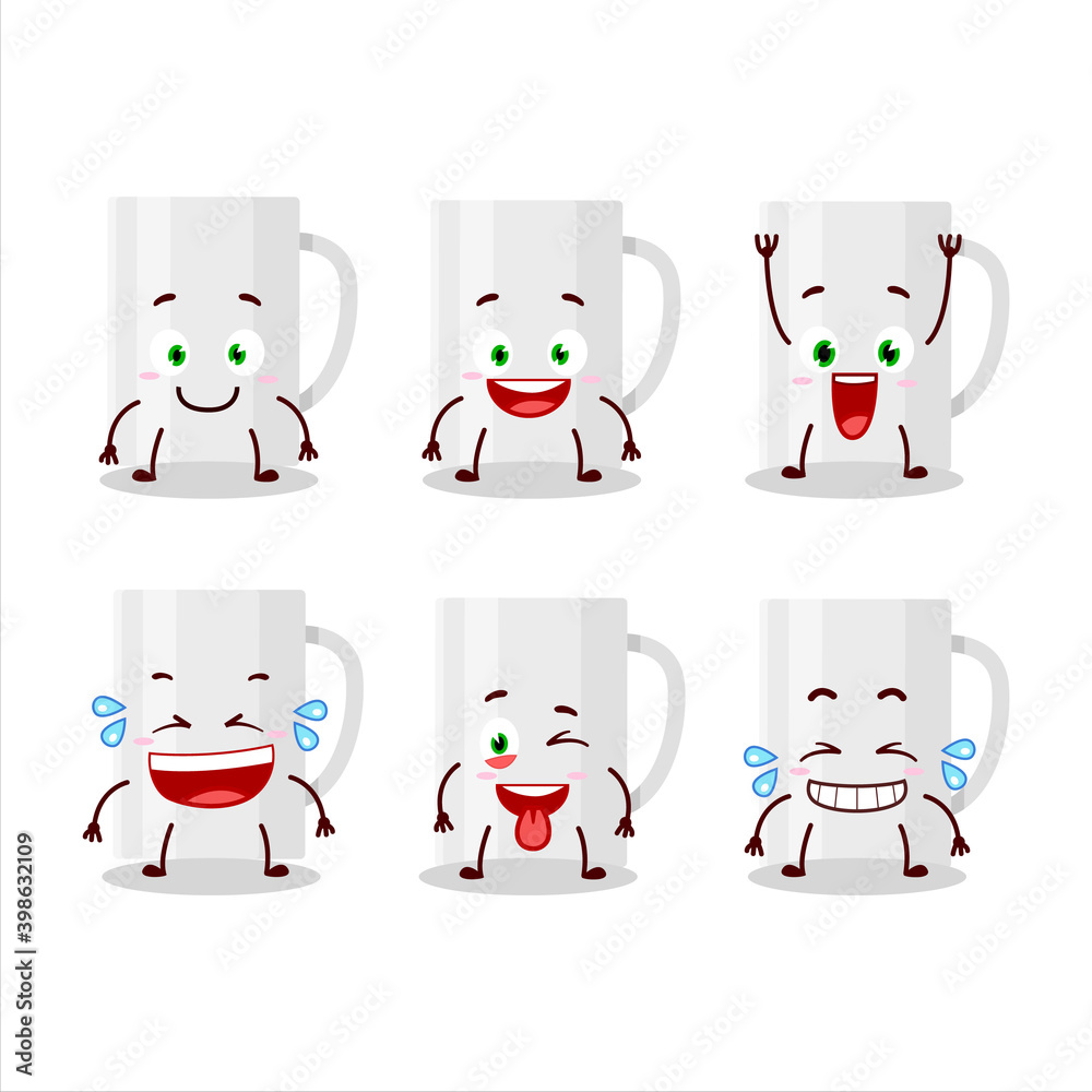 Cartoon character of white glass with smile expression Cartoon character of white glass with smile expression