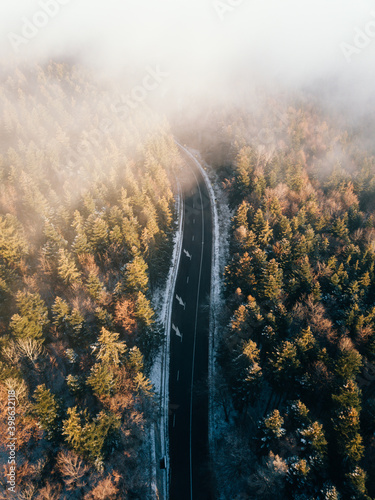 Moody aerial autumn landsca...