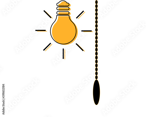 Light bulb sign with a cord-shaped switch. Idea switch