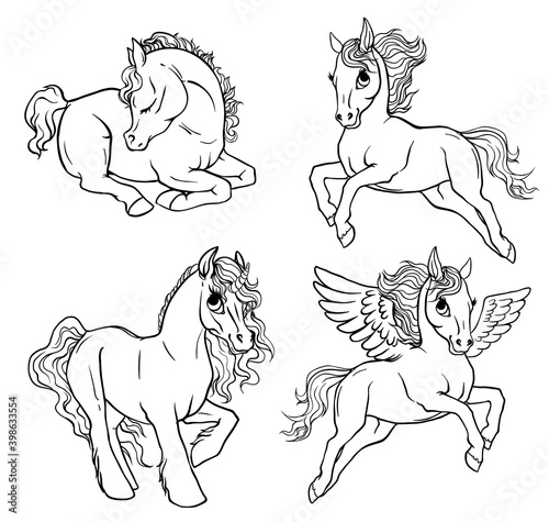 Seth 4 pony coloring page. Magic for young children. line art