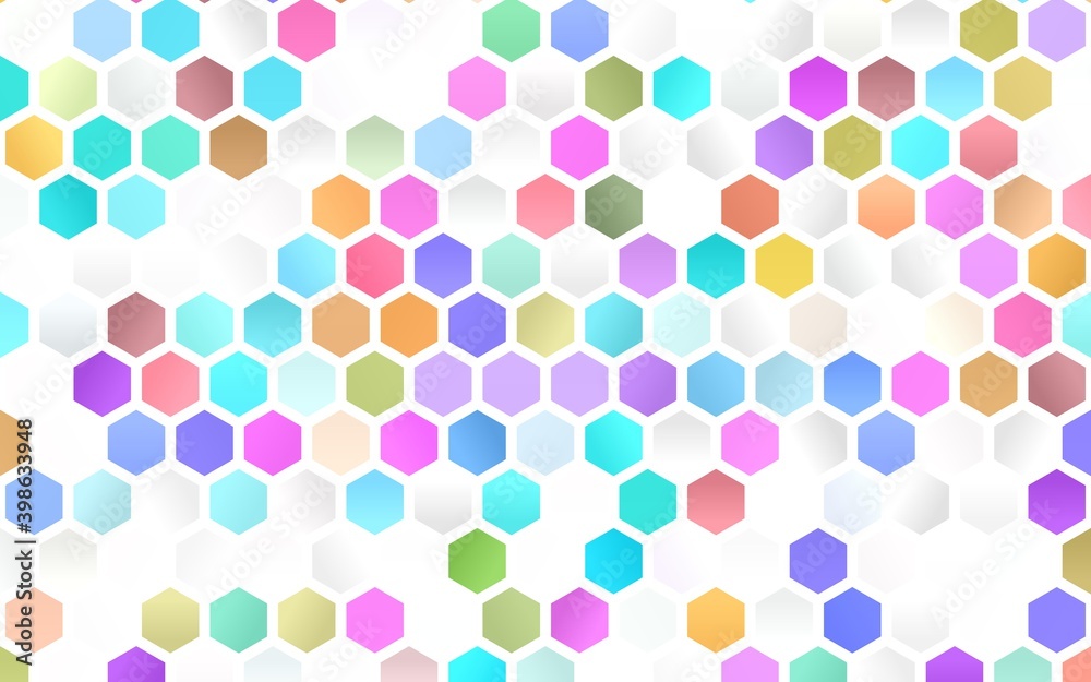 Light Multicolor, Rainbow vector pattern with colorful hexagons.