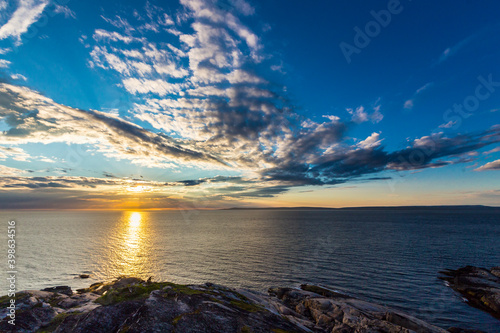 Beautiful arctic summer landscape on Barents sea shoreline. photo