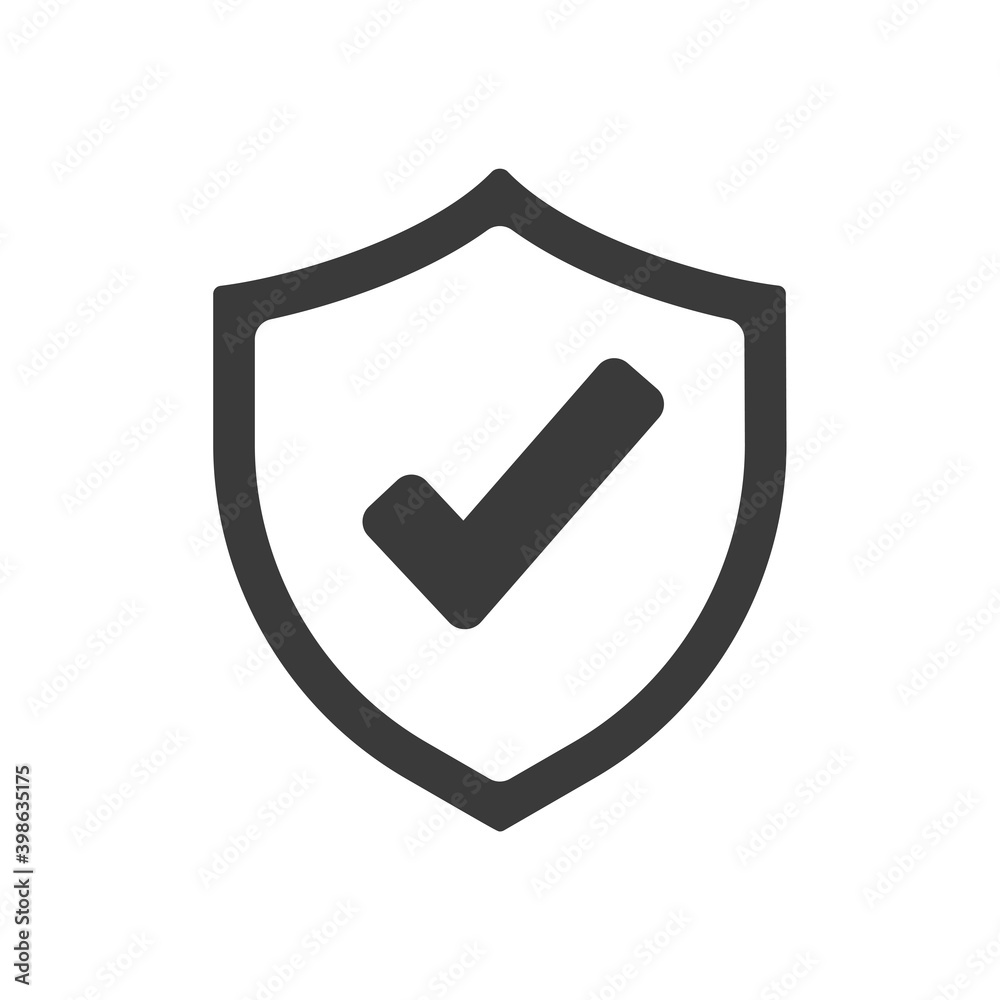 Shield icon. Shield with a checkmark in the middle Protection icon concept Shield icon. Shield with a checkmark in the middle Protection icon concept