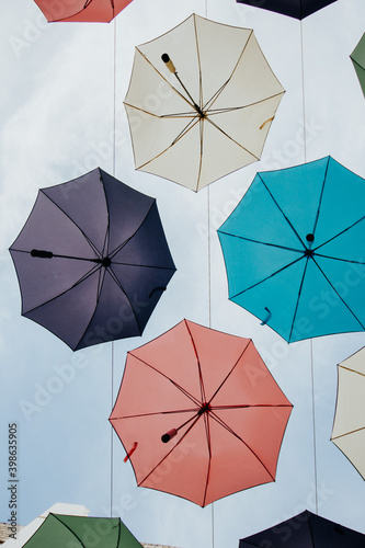 Umbrellas hung as art in Redlands, California