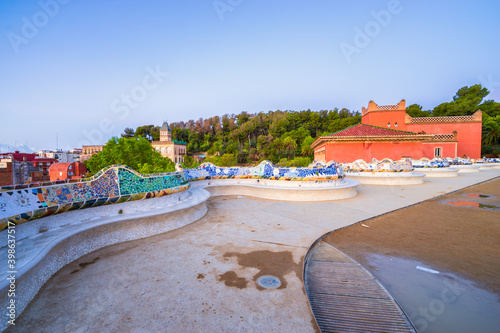 Photography Park Guell at dawnin Barcelona