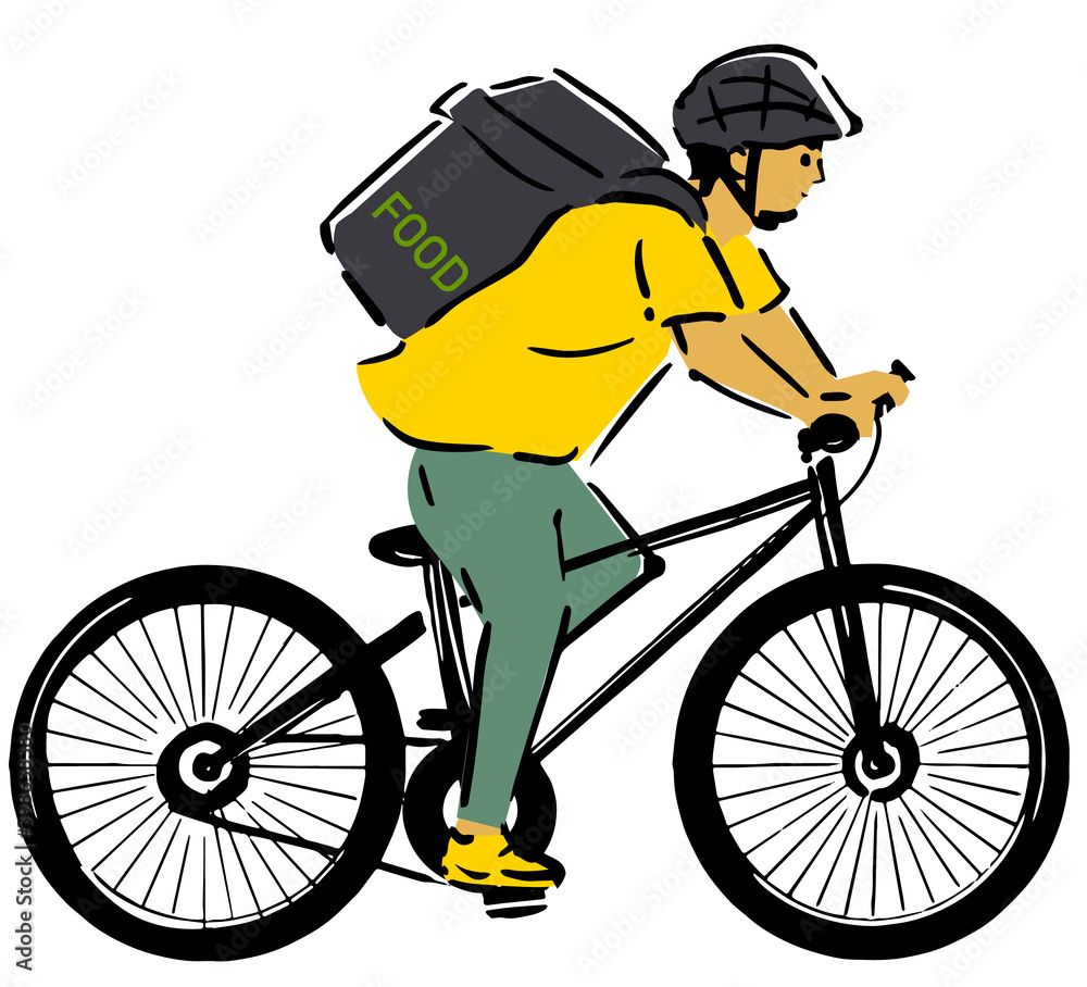 自転車に乗ったフードデリバリー宅配員のの線画イラストline Art Illustration Of A Food Delivery Courier Riding A Bicycle Vector De Stock Adobe Stock 自転車に乗ったフードデリバリー宅配員のの線画イラストline Art Illustration Of A Food Delivery Courier Riding A Bicycle Vector De Stock Adobe Stock