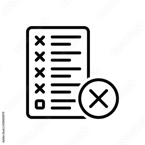 Black line icon for mistake