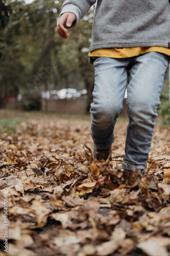 child walking in autumn