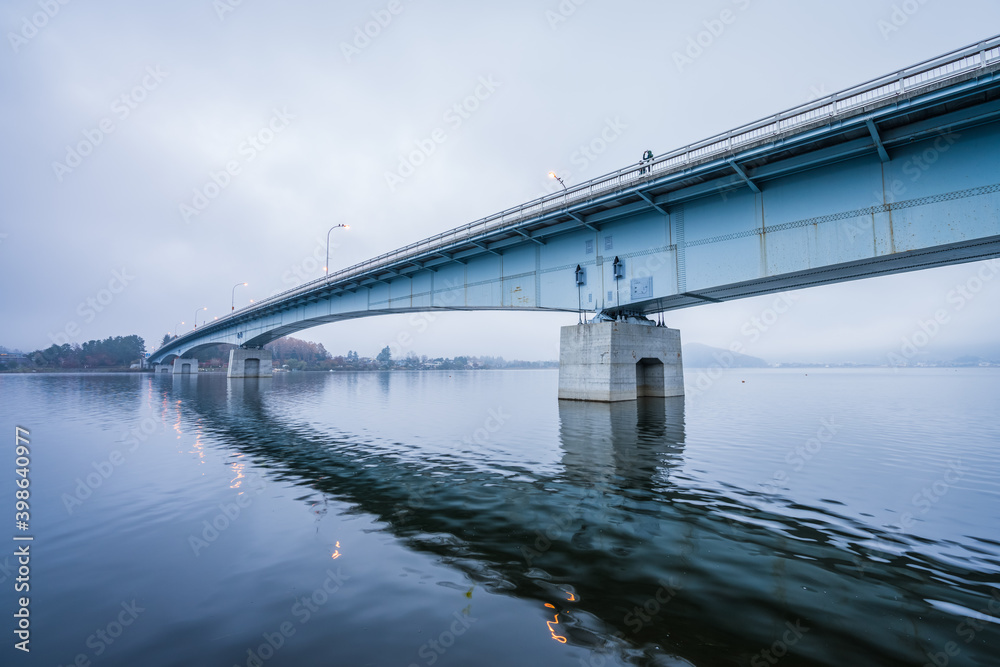 Kawaguchi Ohashi bridge at the Kawaguchi lake. Japan