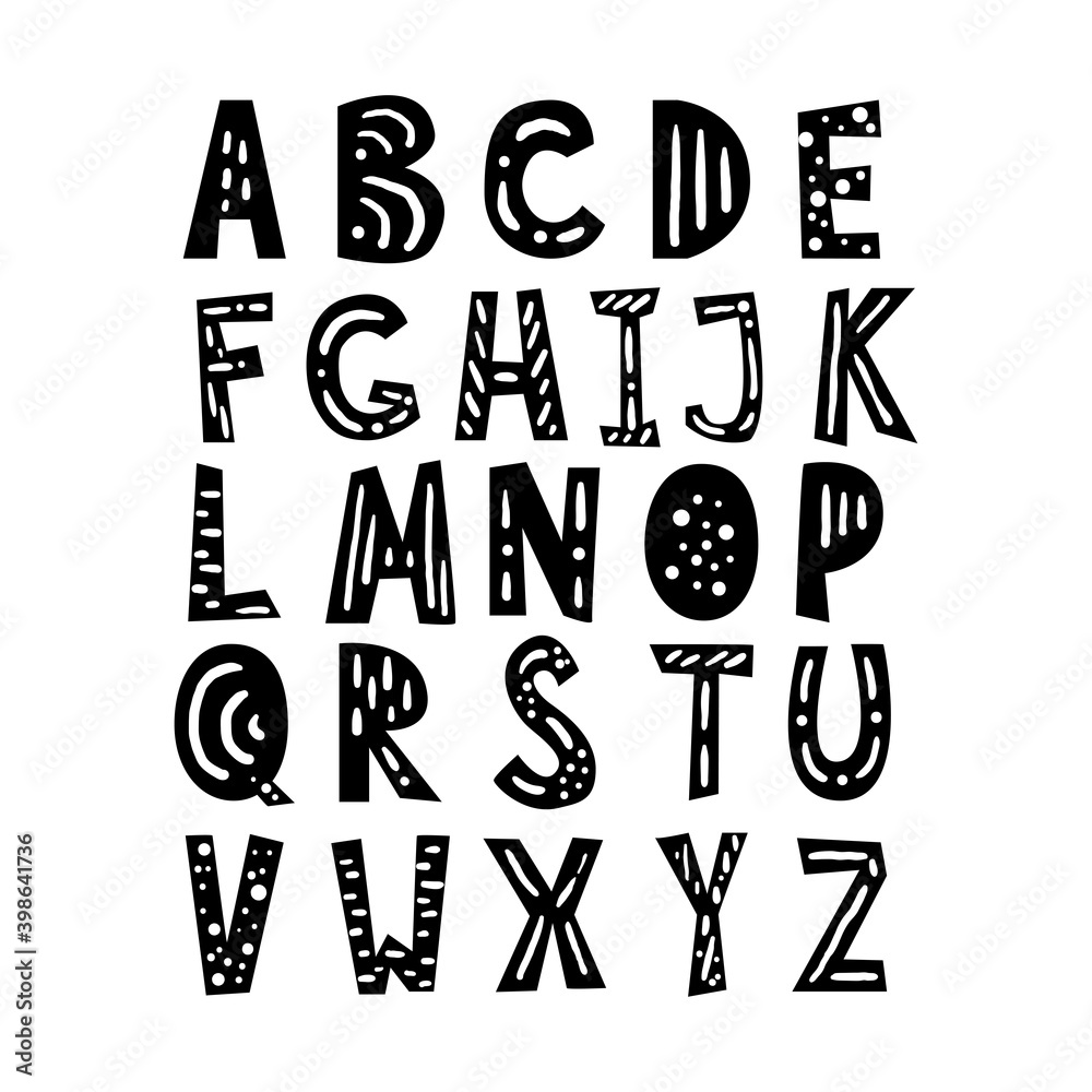 Typography Design Latin English alphabet vector, typography design. Background with set of ...
