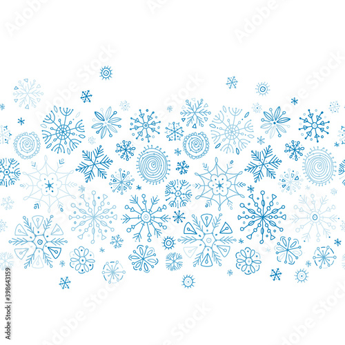Hand drawn snowflakes, seamless pattern for your design.
