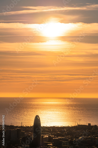 Photography Sunrise in Barcelona overlooking the sea horizon