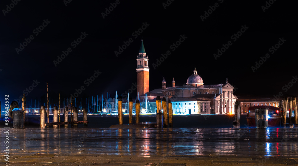 San Giorgio di Maggiore church at night in Venice, Italy San Giorgio di Maggiore church at night in Venice, Italy