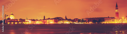 Beautiful panorama of Venice at night. Italy 