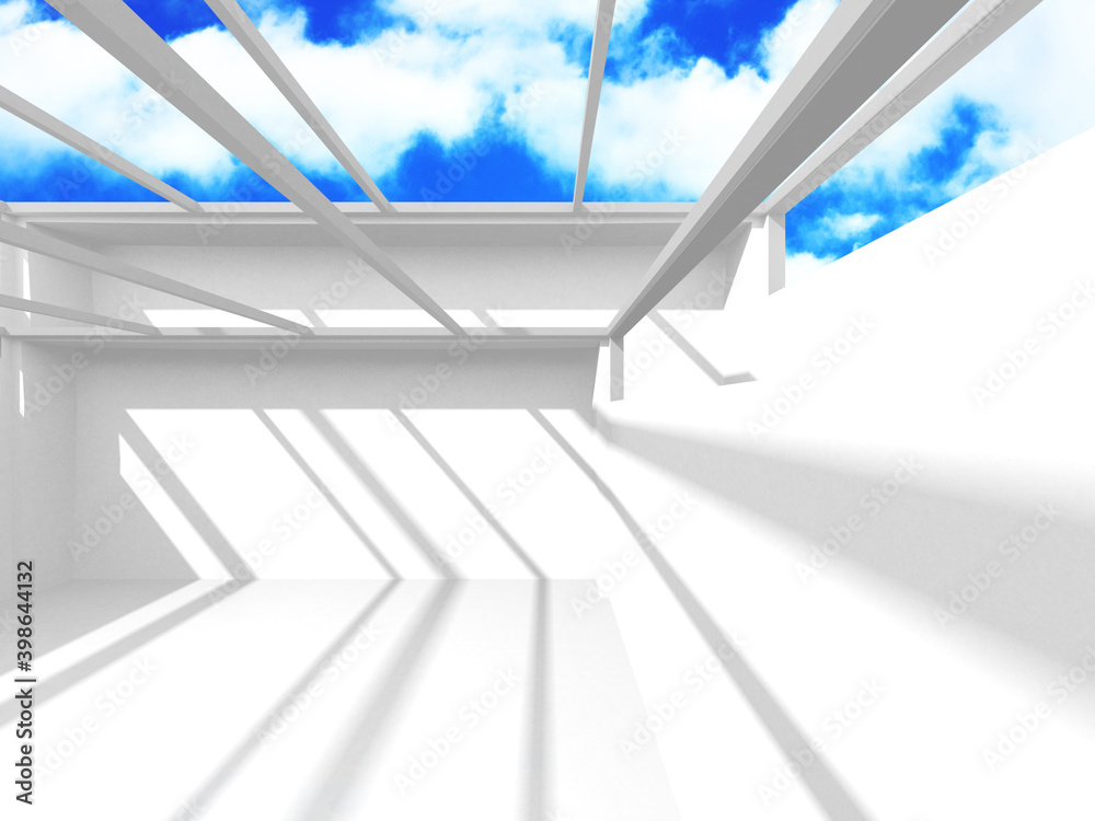 Obraz premium Empty white architecture with sky view
