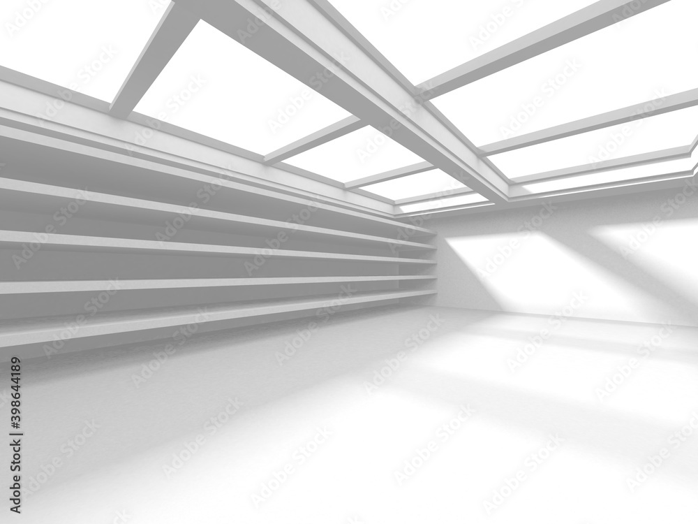 Obraz premium Illuminated corridor interior design. Empty Room Interior Background