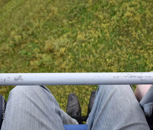 person relaxing on a bench
