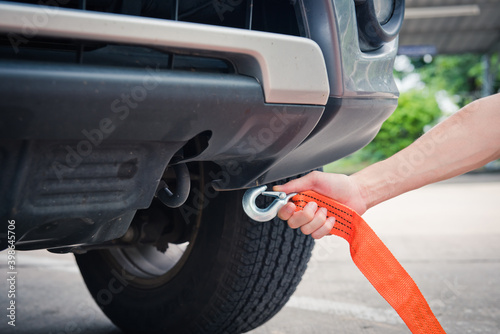 Put towing car with towing rope,webbing sling