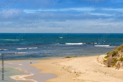 View to the indian ocean from an outlook at the four Mile Beach in the Fitzgerald River National Park west of Hopetoun  Western Australia