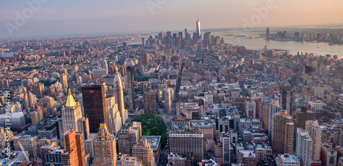 NEW YORK CITY - JUNE 2013: Aerial view of Manhattan skyline