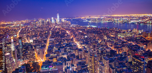 NEW YORK CITY - JUNE 2013  Aerial view of Manhattan skyline