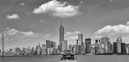 NEW YORK CITY - JUNE 2013  Tourist boat with Manhattan view