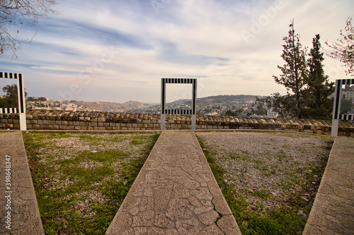 A panoramic image of an observatory located on Ma'ale Hashalom Street, in the background of the eastern neighborhoods of the city of Jerusalem
