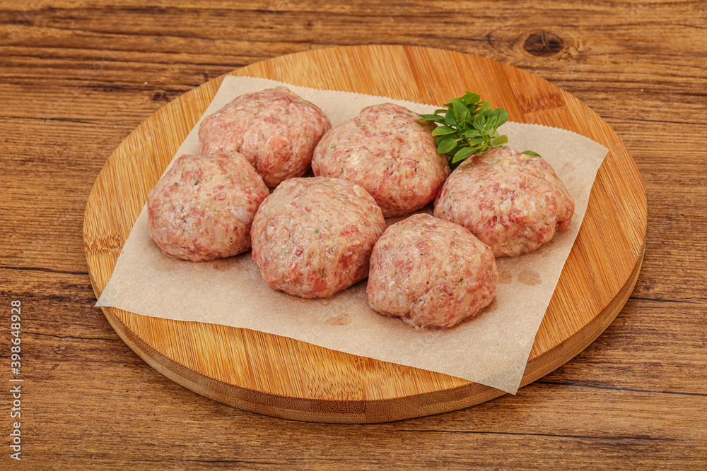 Raw turkey meatball for cooking Raw turkey meatball for cooking