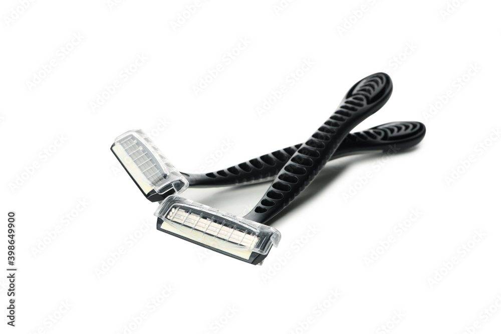 Two black razors isolated on white background Two black razors isolated on white background