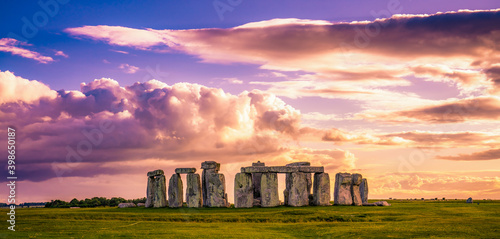 Stonehenge at sunset in United Kingdom  photo