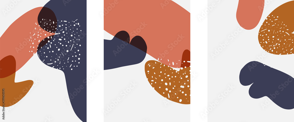 Fototapeta premium Hand drawn doodle shapes, wall art painting style, vector abstract background templates. A4 poster design or for covers, banners, flyers